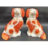 Pair of Victorian Staffordshire Pottery Spaniel figures.