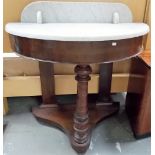 Victorian marble top demi-lune wash stand.
