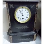 Slate and marble mantel clock with single train movement, height 30'.