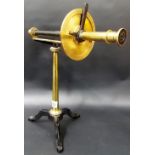 19th Century brass & black lacquered spectrometer upon tripod black metal stand, height 14.5'