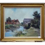 EARL (20th Century British) Aldermaston Mill Oil on canvas Signed Century Galleries Ltd label to the