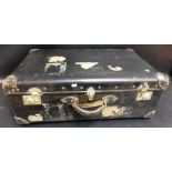 Vintage black leather suitcase