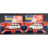 Two Dinky Toys 241 Silver Jubilee Taxis.