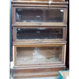 Globe Wernicke Co Limited oak three section bookcase in need of restoration.