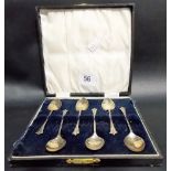 Cased set of six silver demi-tasse coffee spoons, Birmingham 1916, weight 1oz approx.