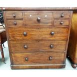 Victorian mahogany chest of drawers with an arrangement of five short drawers and three long drawers