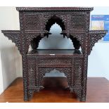 19th Century Anglo-Indian carved hardwood two tier occasional table of rectangular section, the