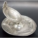Victorian silver pocket watch holder by George Aldwinkle, the tray based with harebell swag embossed