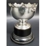 Edwardian silver pedestal bowl by Mappin & Webb, of plain form with shell and scroll cast edge,