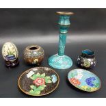 Collection of 6 pieces of Oriental Cloisonne wares