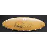 Mid Century pottery oval dish decorated with 2 stylised hedgehogs, width 17'