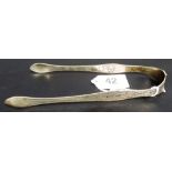 Pair of George III silver sugar tongs, London 1805, weight 1oz approx.