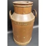 Dutch copper milk churn, height 22'