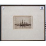 MORTIMER MENPES (1855-1938) Shipping at Anchor Drypoint etching Signed in pencil 4.5' x 6.5'