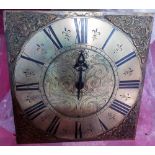 Thirty hour long case clock, the 11' square brass dial with single hand, signed 'Smorthwait in