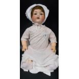 German bisque porcelain composition doll by Armand Marseille, the back of the head impressed A.M.