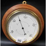 Oak cased barometer with later painted paper dial