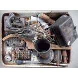 Box of vintage automobile car parts inc. Rolls Royce