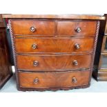 Victorian mahogany veneered bow front chest of two short over three long graduated drawers, width