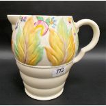 Clarice Cliff Newport Pottery relief moulded foliate decorated jug, height 7.5'