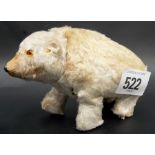 1950's wind up polar bear toy with glass inset eyes.