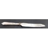 Victorian meat carving knife with steel blade and silver weighted handle, London 1896.