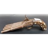 Interesting 19th Century duck's foot volley percussion cap pistol, the four barrels of half turned