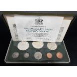 1974 Trinidad & Tobago 8 coin proof set, the 10 dollar & 5 dollar coins in silver
