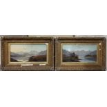 CHARLES LESLIE (1835-1890) Pair of Highland loch landscapes Oil on canvas Both signed Both 11' x 23'
