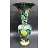 Chinese cloisonne flared neck baluster vase overall decorated with a ho ho bird amongst