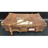 Vintage brown leather suitcase, warranted sole leather