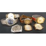Collection of 7 vintage mechanical & automatic wristwatches inc. a MuDu incabloc gold plated