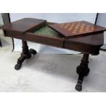 Good William IV mahogany library/games table, the top with pull-out slide, the slide reverses to