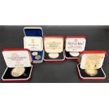 Six Isle of Mann Pobjoy Mint silver proof crowns; together with an Isle of Mann silver proof 50