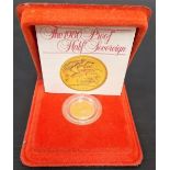 1980 proof half sovereign within case & certificate