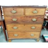 George III mahogany straight front chest of two short over three long graduated drawers upon bracket