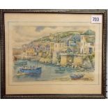 T.H. VICTOR 'Mousehole' Watercolour Signed & inscribed 9.75' x 11.5'