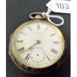 Edwardian silver open face pocket watch with subsidiary seconds dial, the enamel dial with Roman