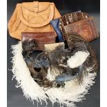 4 vintage ladies leather clutch bags together with 3 ladies leather purses & a collection of ostrich