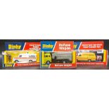 Three Dinky Toys boxed motorway vehicles, 269 Ford Transit police accident unit, 978 refuse wagon