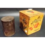 Nectar Tea advertising stencilled pine box; together with a vintage Borwick's baking powder