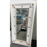 French style white and gilt painted rectangular bevel edged wall mirror, height 56.5'.