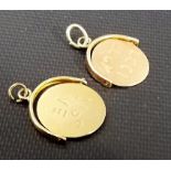 Two 9ct swivel charms, one by Charles Horner, weight 1.9g approx.