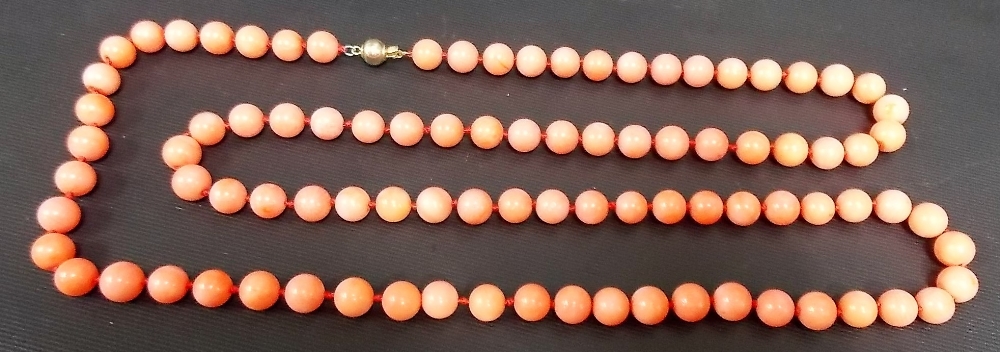 A coral bead necklace