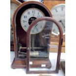 Bulle electric mantel clock within arched inlaid mahogany case and with glazed door, the silvered