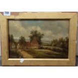 19th Century village landscape Oil on canvas 7.5' x 11.5'