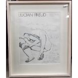 Lucian Freud Hayward Gallery 1974 poster, signed & inscribed by the artist's model, framed, 22' x