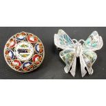 925 silver abalone set butterfly brooch; together with a silver metal Italian micro mosaic