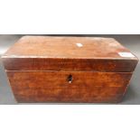 19th Century mahogany rectangular tea caddy with partially fitted interior, width 12' (af).