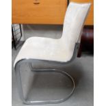 Mid-Century chrome framed and cream leather upholstered cantilever office chair.
